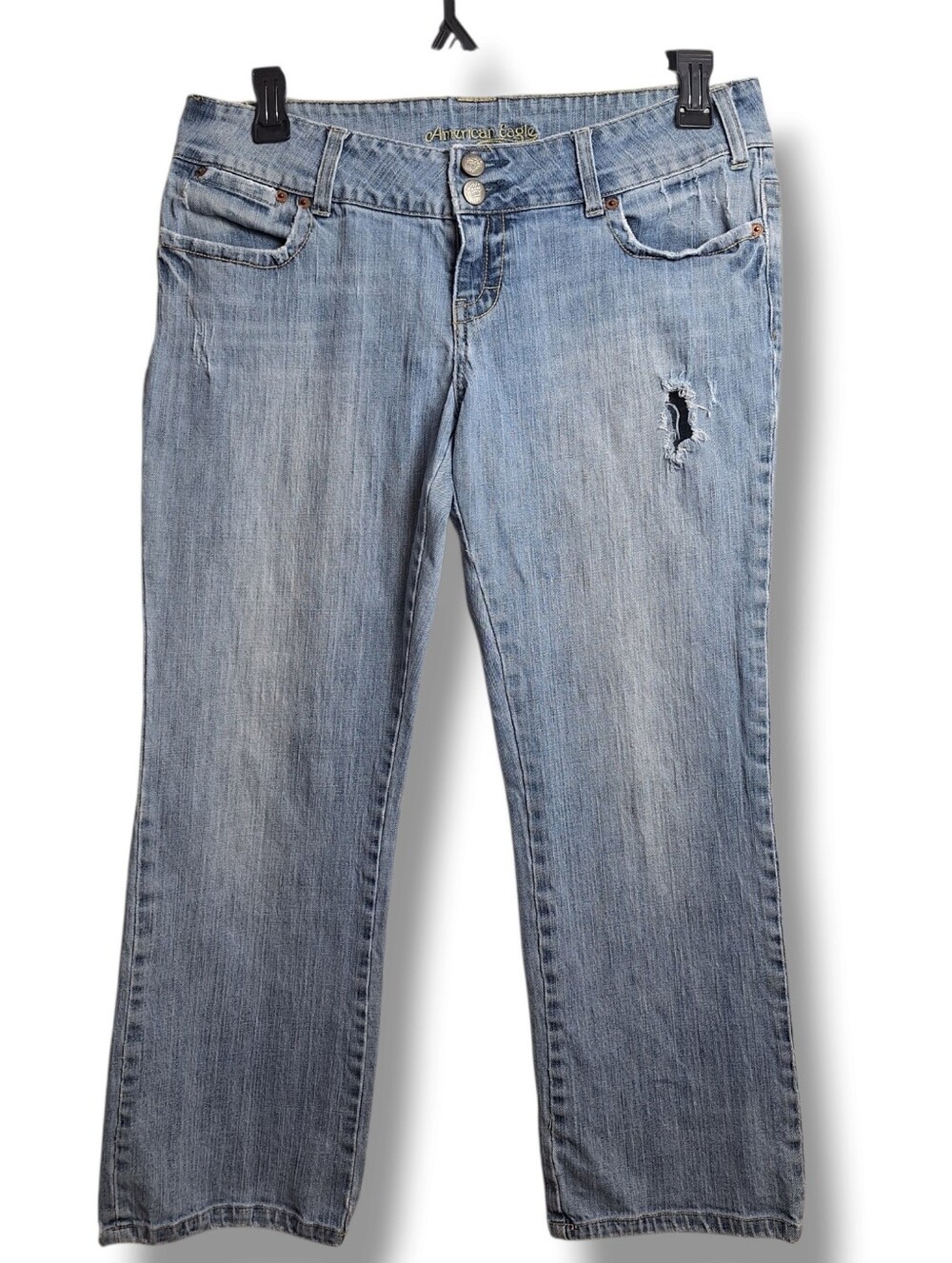 American Eagle Capri Jeans Womens 14 Crop Stretch Distressed